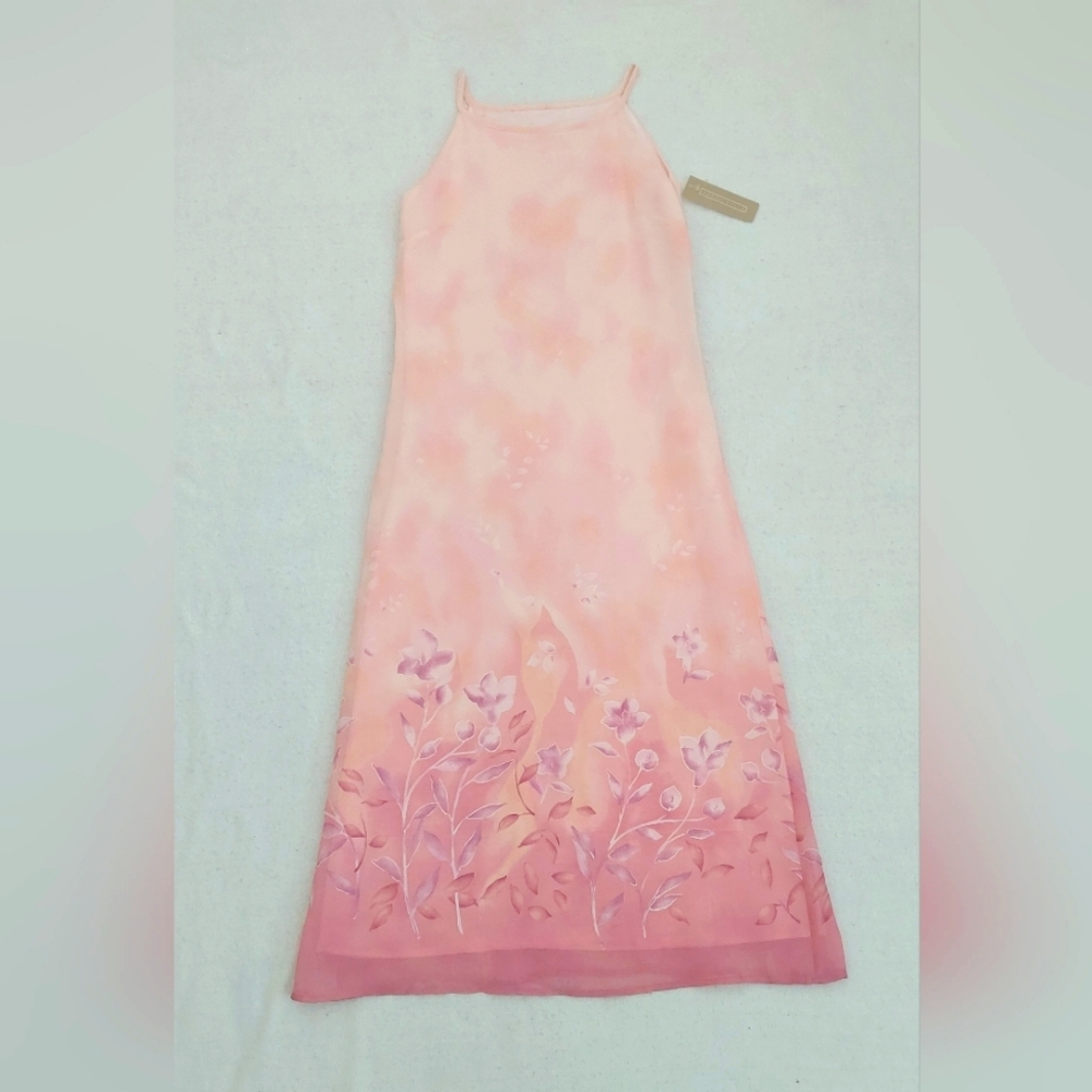 PERRY ELLIS Elegant Blush Floral Sundress Dress NWT